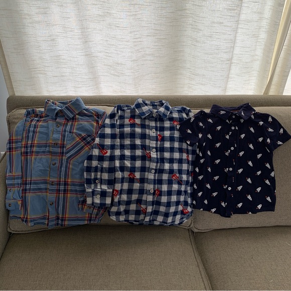 Mini Boden Other - Lot of 3 Shirts Plaid Flannel Patterned Tops Collared Button Down Boy Size 4T 5